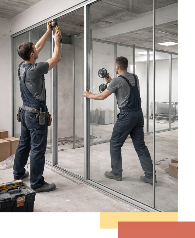 Алюминиевые перегородки со стеклом в Мытищах — изготовление и монтаж