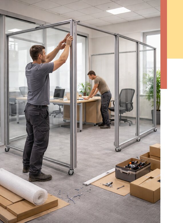 Мобильные офисные перегородки в Мытищах от 12694 руб. — установка под ключ | ОТДЕЛОЧНИК-Мтщ