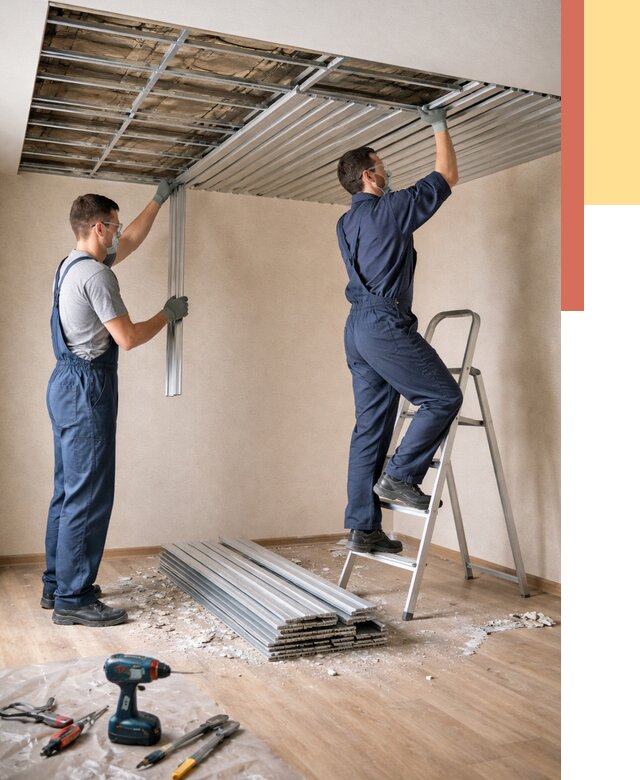 Демонтаж реечного потолка в Мытищах от 4570 руб. быстро и недорого | ОТДЕЛОЧНИК-Мтщ