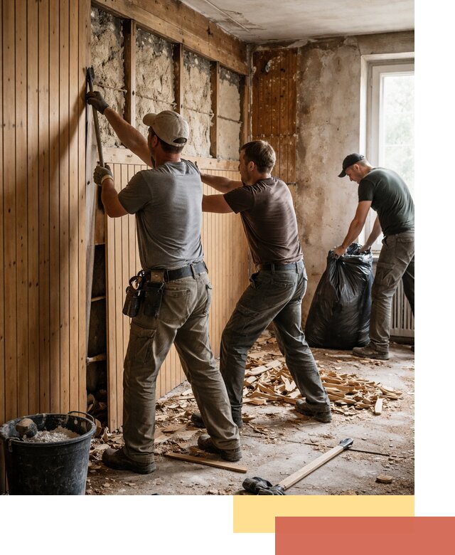 Демонтаж вагонки и вывоз материалов в Мытищах