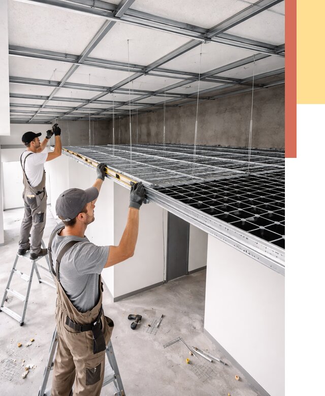 Монтаж потолка грильято в Мытищах от 457 руб./м² — быстрая сборка под ключ | ОТДЕЛОЧНИК-Мтщ