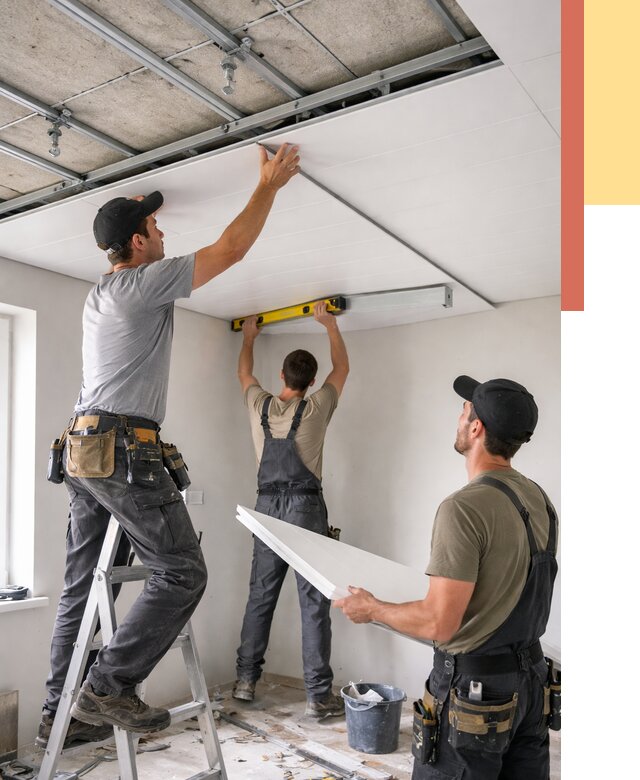 Монтаж потолка из ПВХ панелей в Мытищах от 3554 руб./м2 — быстро и недорого | ОТДЕЛОЧНИК-Мтщ