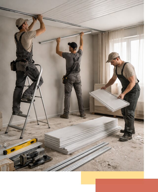 Монтаж потолка из ПВХ панелей в Мытищах оперативно и качественно