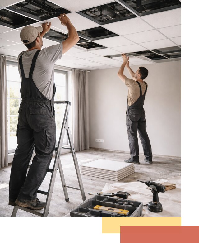 Замена плит подвесного потолка в Мытищах быстро и качественно