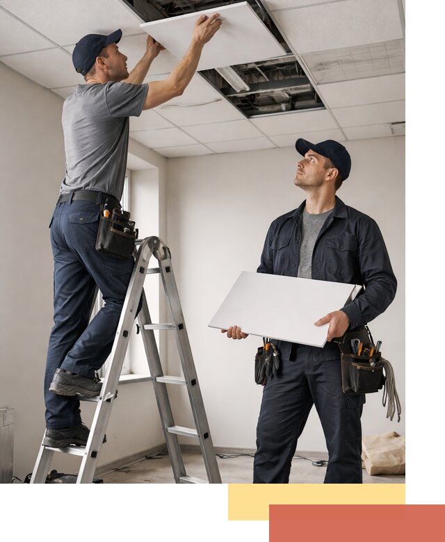 Обслуживание подвесного потолка в Мытищах — ремонт и чистка