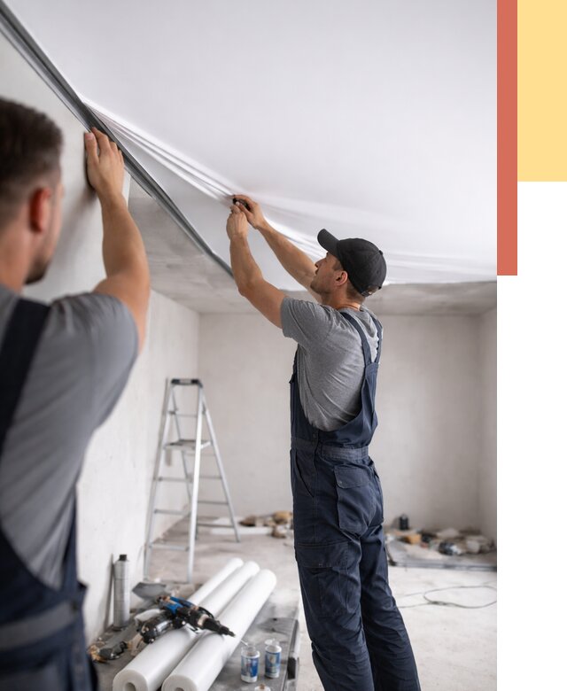 Монтаж матового натяжного потолка в Мытищах от 4570 руб./м² — быстро и недорого | ОТДЕЛОЧНИК-Мтщ