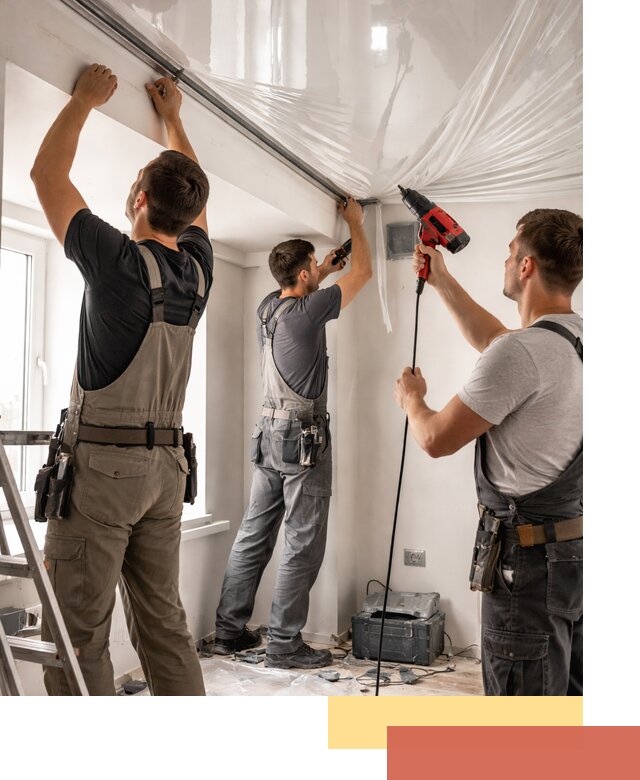 Монтаж глянцевого натяжного потолка в Мытищах быстро и качественно