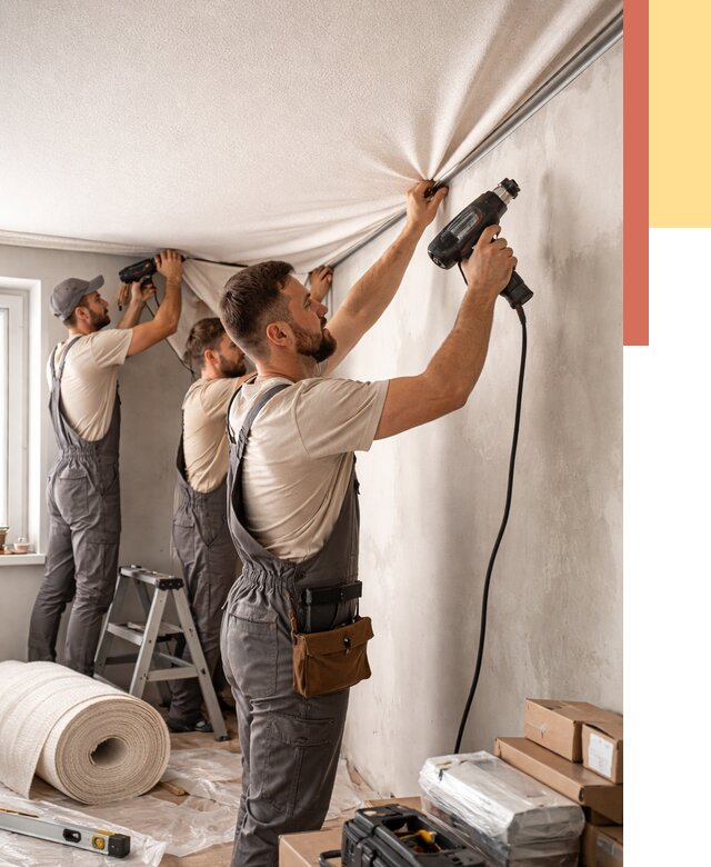 Монтаж фактурного натяжного потолка в Мытищах от 762 руб. — ОТДЕЛОЧНИК-Мтщ