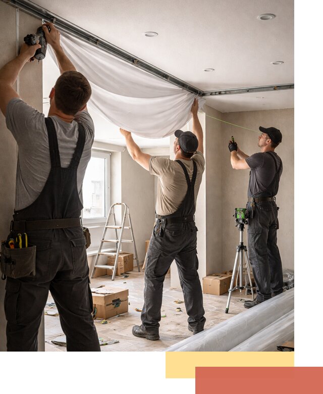 Монтаж парящего натяжного потолка под ключ в Мытищах