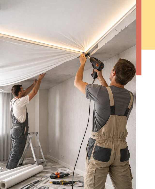 Монтаж натяжного потолка с подсветкой в Мытищах от 965 руб. | ОТДЕЛОЧНИК-Мтщ