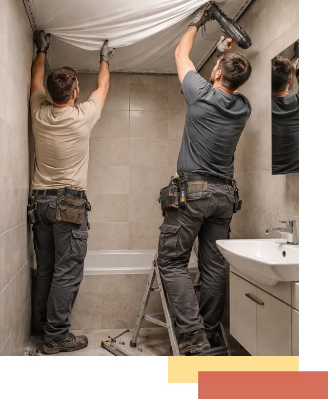 Монтаж натяжного потолка в ванной в Мытищах быстро и качественно