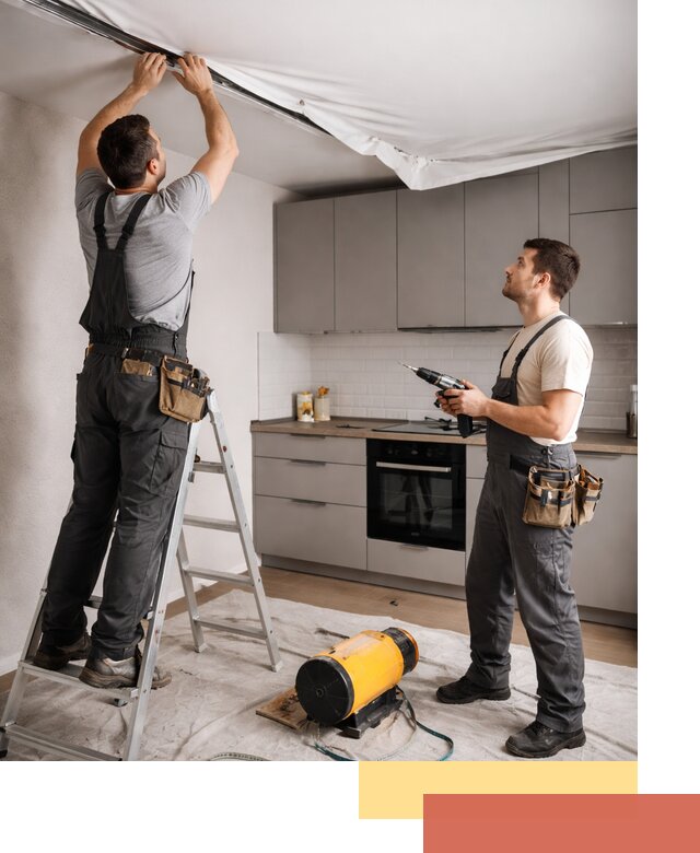 Монтаж натяжного потолка на кухне в Мытищах