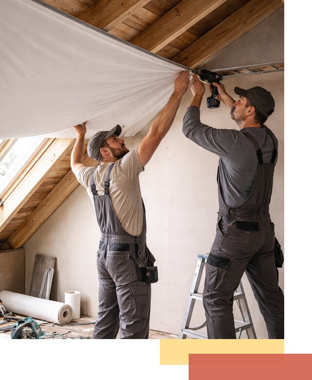 Монтаж натяжного потолка в мансарде в Мытищах