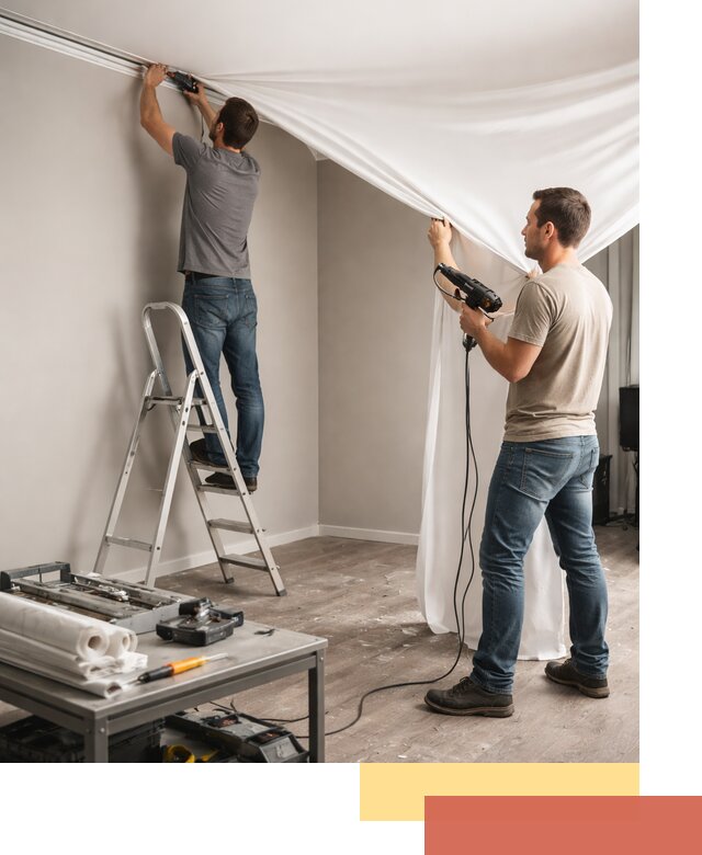 Монтаж натяжного потолка в студии в Мытищах