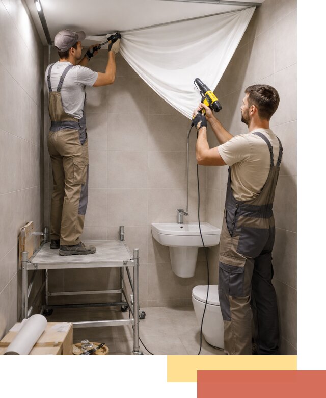 Монтаж натяжного потолка в санузле в Мытищах