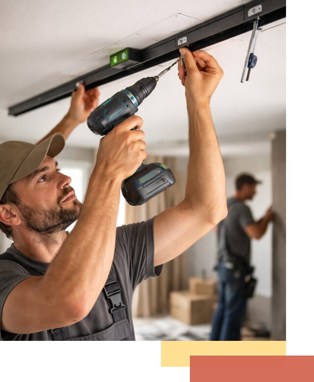 Установка трековых светильников в натяжной потолок в Мытищах