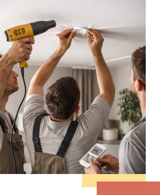 Ремонт прокола полотна натяжного потолка в Мытищах