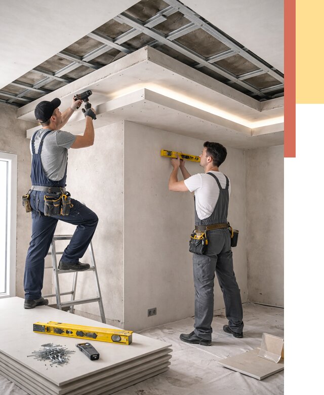 Двухуровневый потолок из гипсокартона в Мытищах от 1472 руб. под ключ | ОТДЕЛОЧНИК-Мтщ