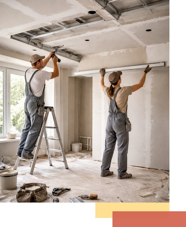 Монтаж многоуровневого потолка из гипсокартона в Мытищах