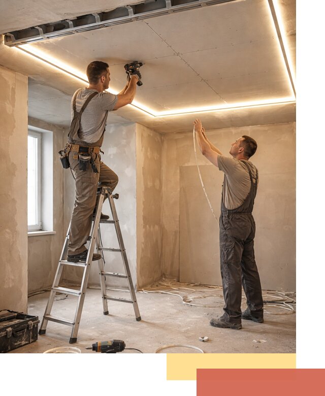 Потолок из гипсокартона с подсветкой в Мытищах