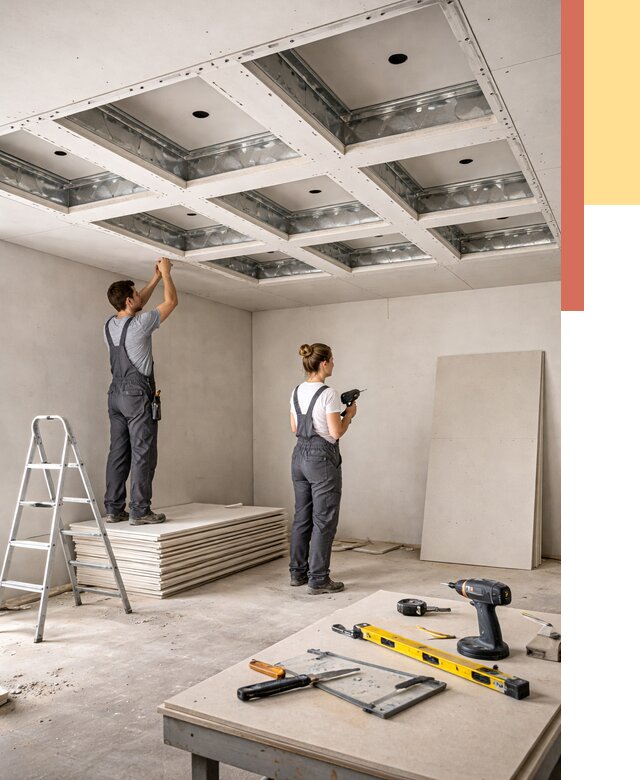 Кессонный потолок из гипсокартона в Мытищах от 1879 руб. — монтаж и под ключ | ОТДЕЛОЧНИК-Мтщ