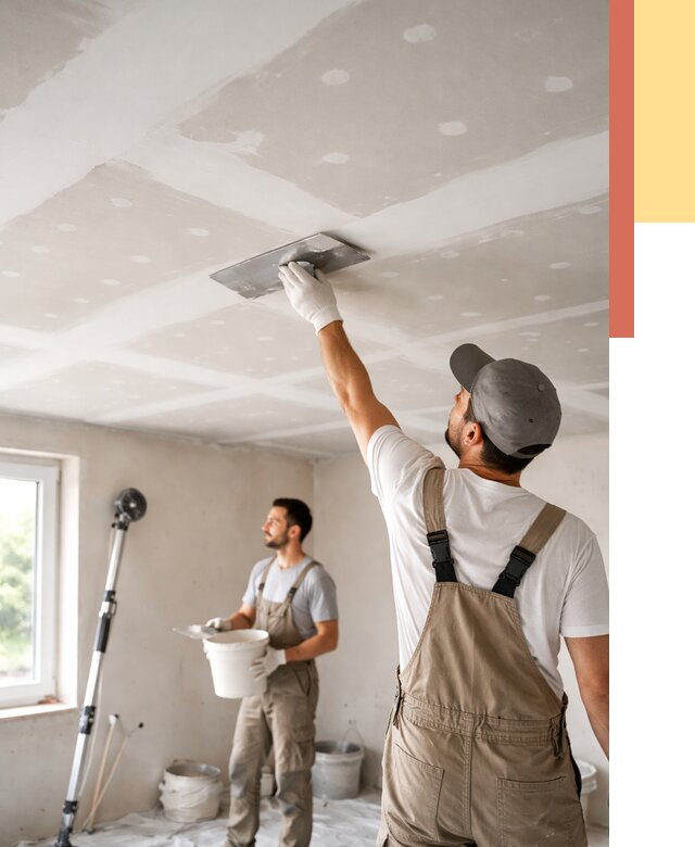 Шпаклевка потолка из гипсокартона в Мытищах от 3250 руб./м2 — услуги под ключ | ОТДЕЛОЧНИК-Мтщ