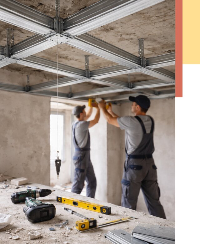 Монтаж каркаса потолка из профиля в Мытищах от 4570 руб. — услуги ОТДЕЛОЧНИК-Мтщ