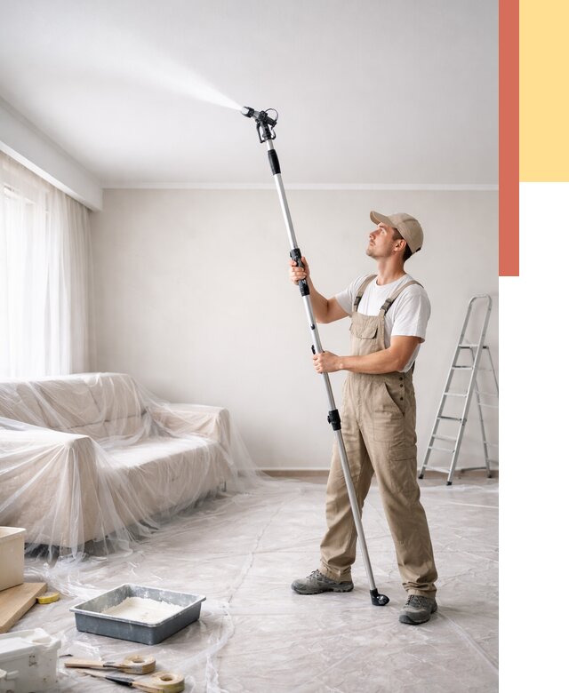 Покраска потолка краскопультом в Мытищах от 4570 руб. быстро и недорого | ОТДЕЛОЧНИК-Мтщ