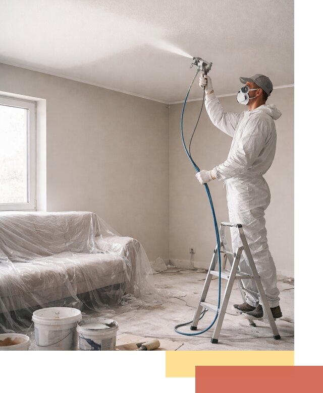 Покраска потолка краскопультом в Мытищах быстро и качественно