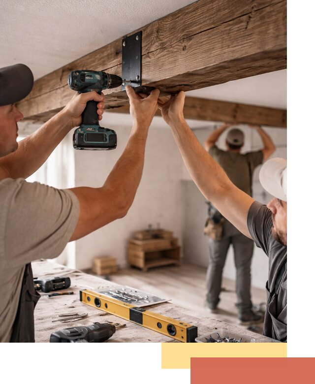 Монтаж декоративных потолочных балок в Мытищах