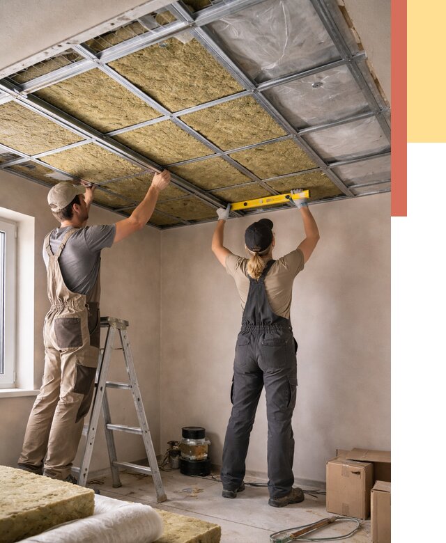 Шумоизоляция потолка в Мытищах от 1269 руб. под ключ — услуги ОТДЕЛОЧНИК-Мтщ